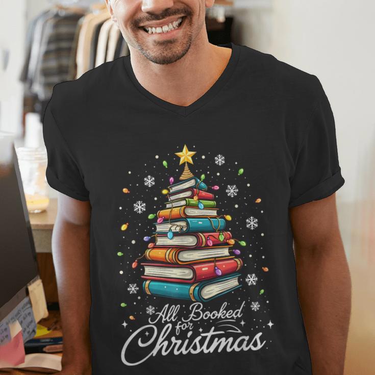Christmas Book Tree Shirt Book Lover Librarian All Booked For Christmas Women's Christmas Book Lover Librarian Men's V-Neck T-Shirt Christmas Book Tree Shirt Book Lover Librarian All Booked For Christmas Women's Christmas Book Lover Librarian Men's V-Neck T-Shirt