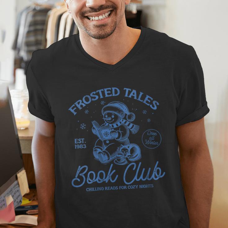 Christmas Snowman Frosted Tales Book Club Men's V-Neck T-Shirt