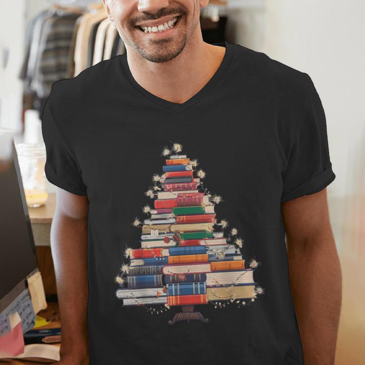 Christmas Tree Book Bookworm Men's V-Neck T-Shirt