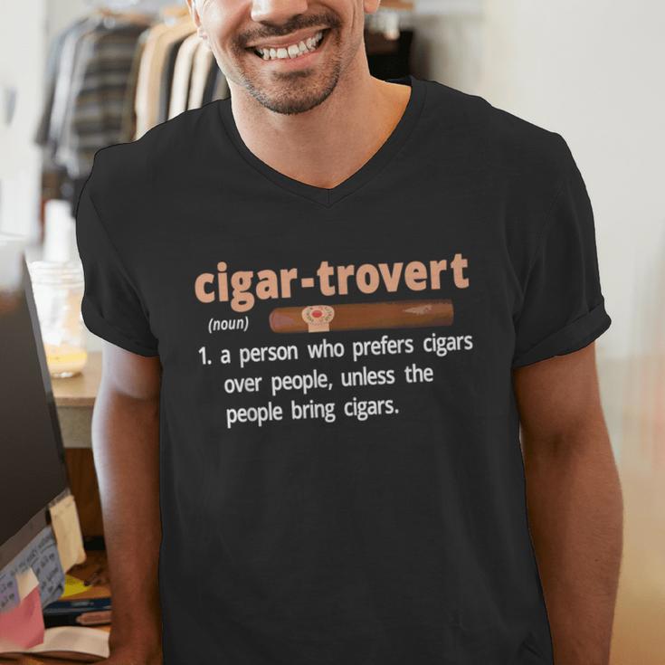 Cigar-Trovert Cigar Smoking Humor Definition Introvert Men's V-Neck T-Shirt Cigar-Trovert Cigar Smoking Humor Definition Introvert Men's V-Neck T-Shirt