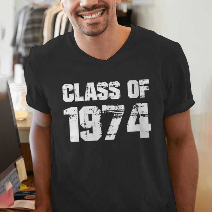 Class Of 1974 High School College Graduation Reunion Men's V-Neck T-Shirt