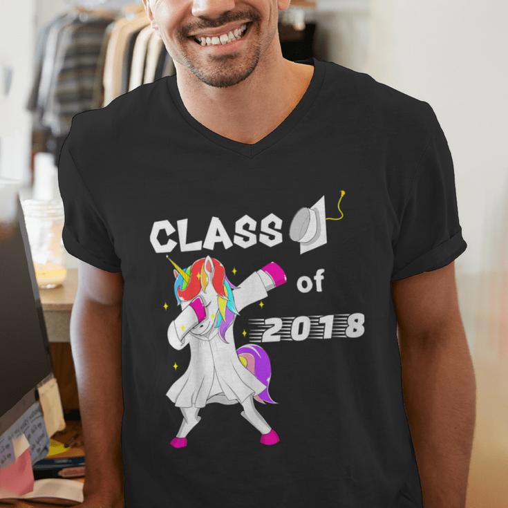 Class Of 2018 Graduation Him Her Unicorn Dabbing Shirt Men's V-Neck T-Shirt