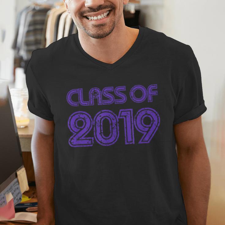 Class Of 2019 High School Graduation Purple Senior Men's V-Neck T-Shirt
