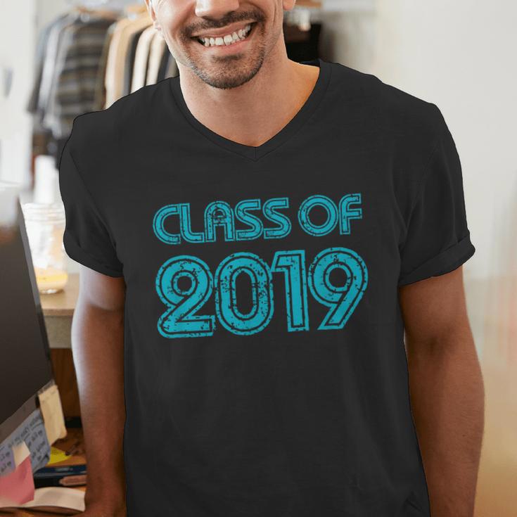 Class Of 2019 High School Graduation Teal Senior Men's V-Neck T-Shirt