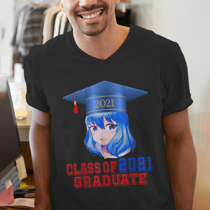 Class Of 2021 Graduate Kawaii Anime Girl School Graduation Men's V-Neck T-Shirt