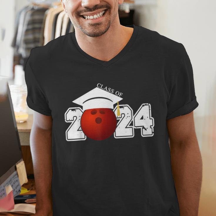 Class Of 2024 Graduation For Him Her Bowling Sports Men's V-Neck T-Shirt