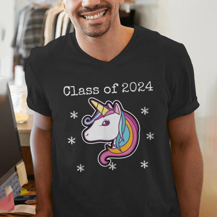 Class Of 2024 Graduation Year Unicorn Tee Shirt Men's V-Neck T-Shirt