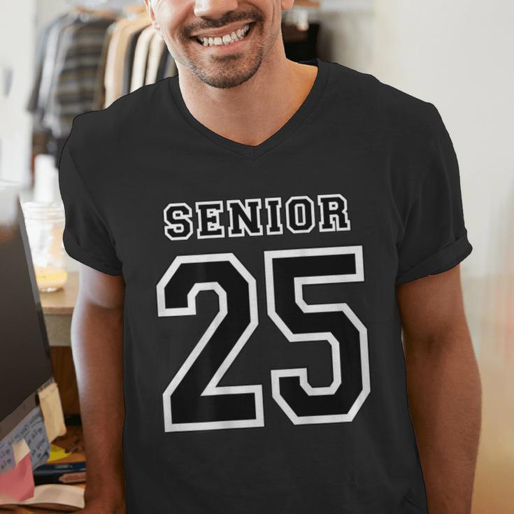 Class Of 2025 High School Senior 25 On Back Graduation Men's V-Neck T-Shirt