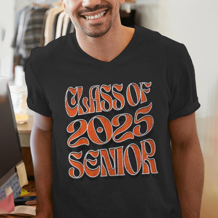 Class Of 2025 Senior Orange And Student Graduation Men's V-Neck T-Shirt