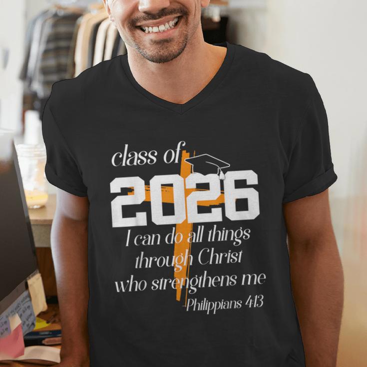 Class Of 2026 Christian Graduation Senior Graduate Men's V-Neck T-Shirt