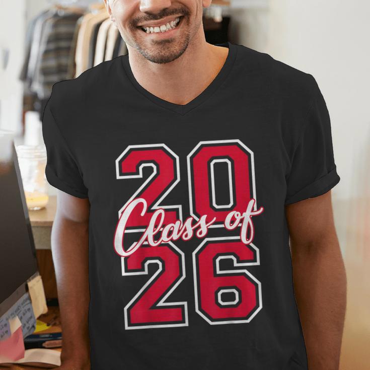Class Of 2026 Graduation Red With Varsity Letters Men's V-Neck T-Shirt