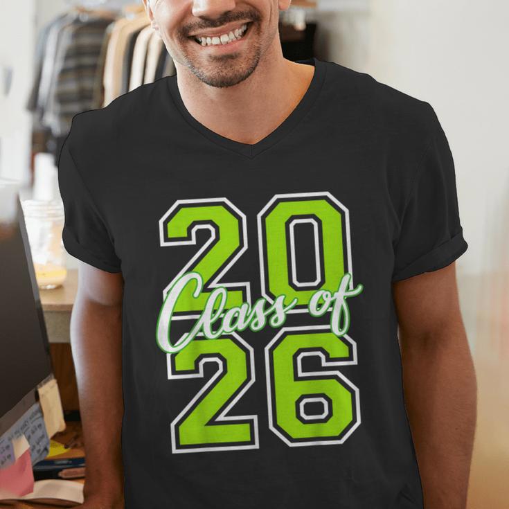 Class Of 2026 Graduation Varsity Lime Green Letters Men's V-Neck T-Shirt
