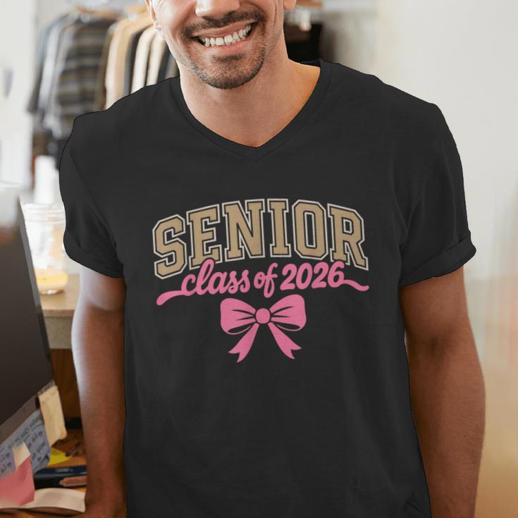Class Of 2026 Pink Coquette Bow Senior Graduation Men's V-Neck T-Shirt