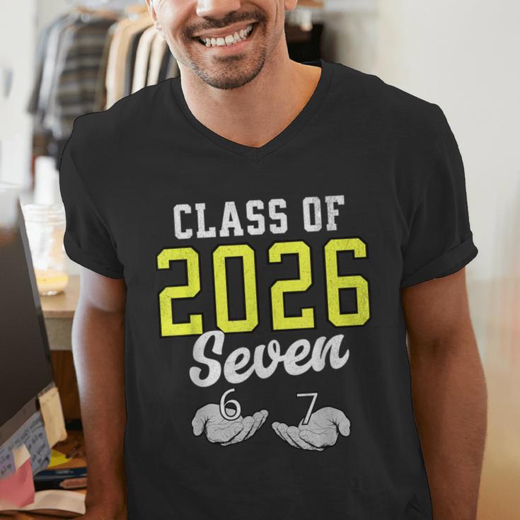 Class Of 2026 Six Seven Senior Yellow Graduation 6 7 Men's V-Neck T-Shirt