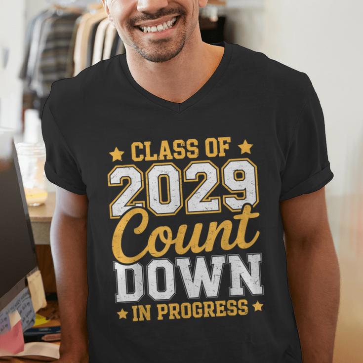 Class Of 2029 Count Down Fun First Day 8th Grade Graduation Men's V-Neck T-Shirt
