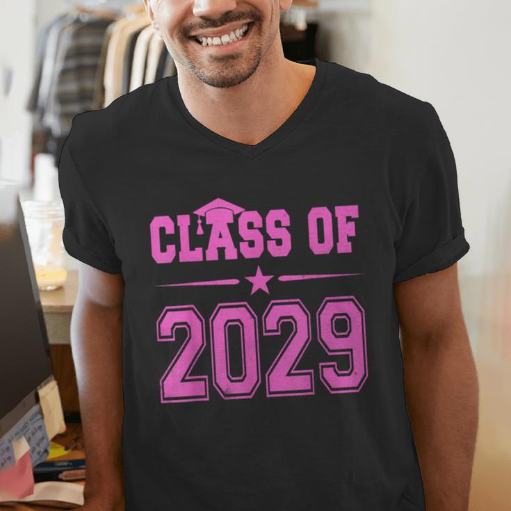 Class Of 2029 Pink Girls Shirt Graduation Men's V-Neck T-Shirt