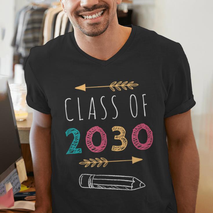 Class Of 2030 Grow With Me 2nd Grade Graduation Men's V-Neck T-Shirt