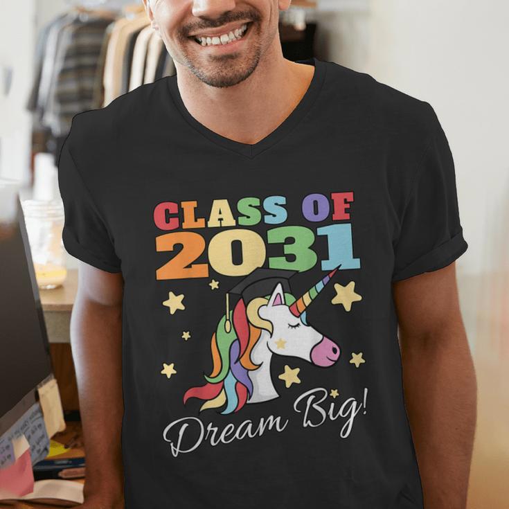 Class Of 2031 Magical Unicorn Graduation Cap Men's V-Neck T-Shirt