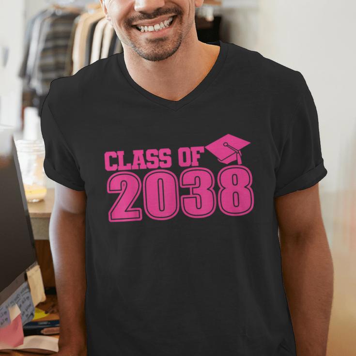 Class Of 2038 Pink Girls Growing Up School Memory Graduation Men's V-Neck T-Shirt
