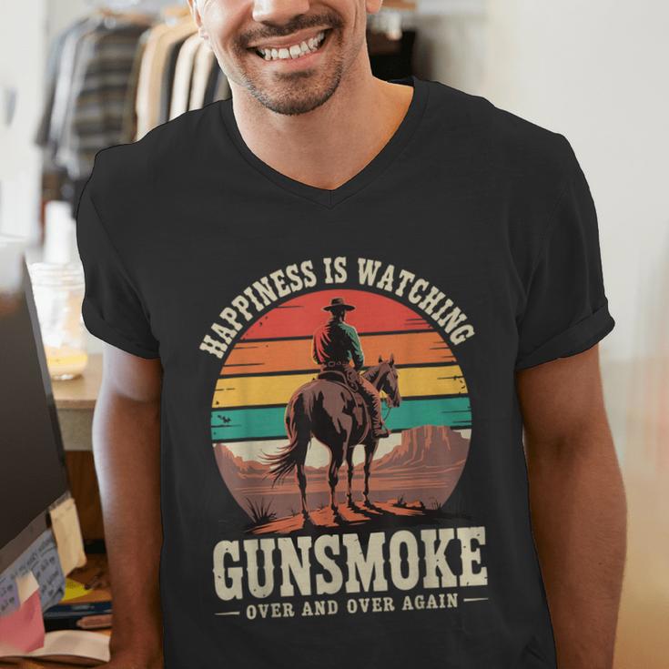 Classic Western Nostalgia Cowboy Sunset Men's V-Neck T-Shirt Classic Western Nostalgia Cowboy Sunset Men's V-Neck T-Shirt
