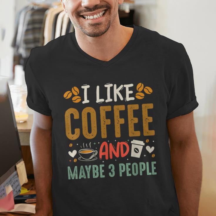 Coffee & Introvert Humor Tee Quote Cute Font Men's V-Neck T-Shirt Coffee & Introvert Humor Tee Quote Cute Font Men's V-Neck T-Shirt
