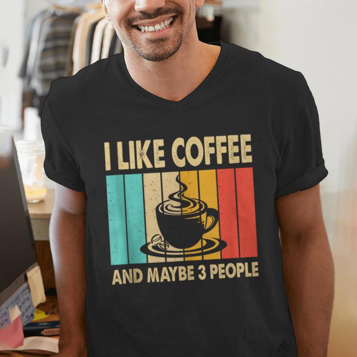 I Like Coffee And Maybe 3 People Introvert Anti-Social Men's V-Neck T-Shirt