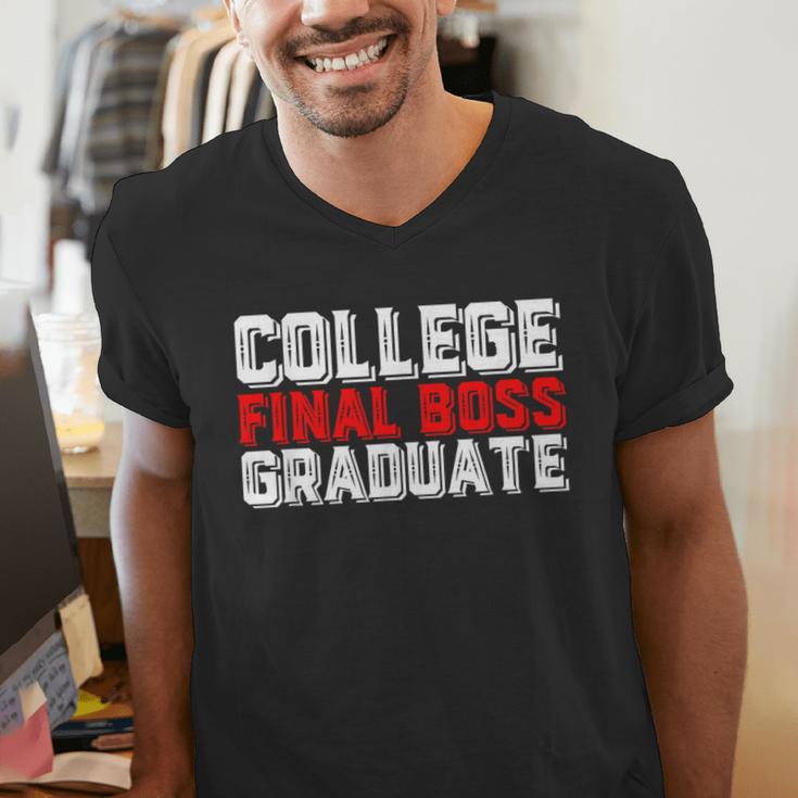 College Final Boss Graduate University Grad Gamer Graduation Men's V-Neck T-Shirt