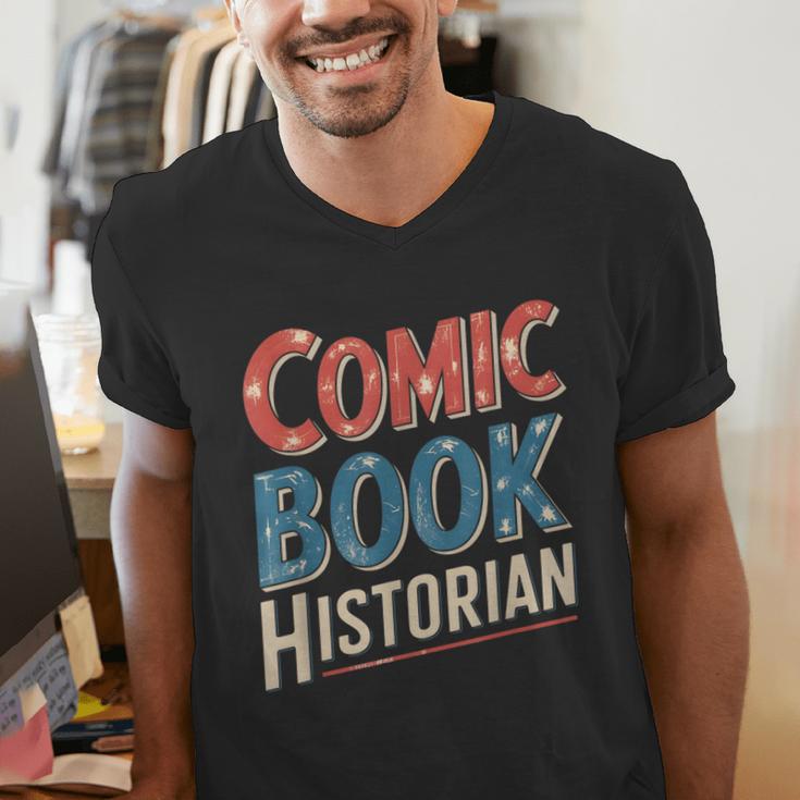 Comic Book Historian Vintage Comic Book Collector Men's V-Neck T-Shirt Comic Book Historian Vintage Comic Book Collector Men's V-Neck T-Shirt