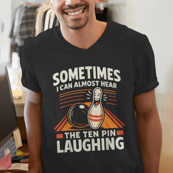 Cool Bowling Men Dad Bowler Fun Crazy Best Bowling Men's V-Neck T-Shirt