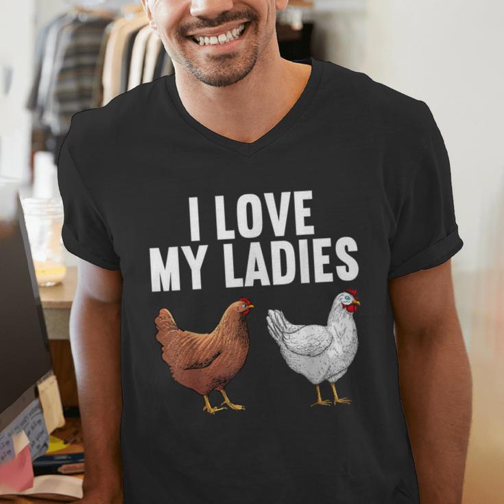 Cool Chicken Art For Men Women Dad Rooster Chicken Farmer Men's V-Neck T-Shirt