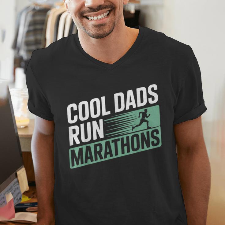 Cool Dads Run Marathons Marathon Running Runner Men's V-Neck T-Shirt