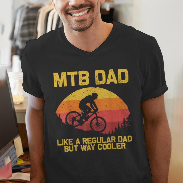 Cool Mountain Biking For Dad Father Biker MTB Bicycle Bike Men's V-Neck T-Shirt
