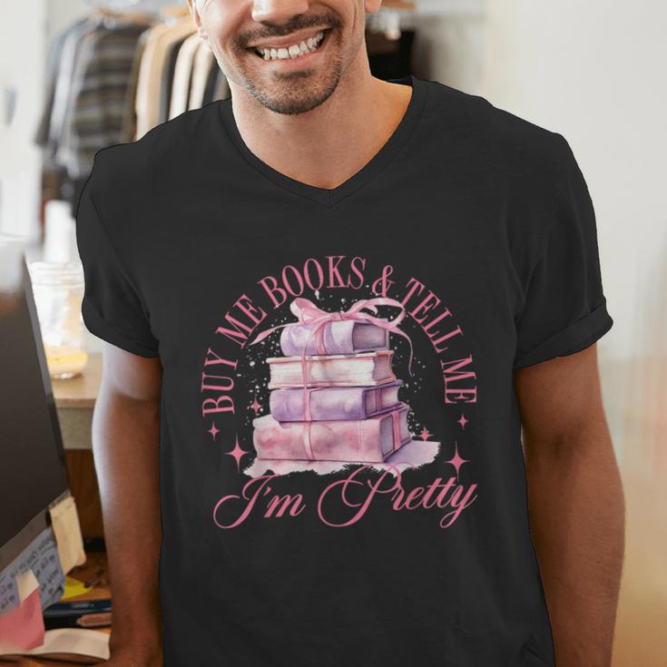 Coquette Aesthetic Bow Buy Me Books & Tell Me I'm Pretty Men's V-Neck T-Shirt