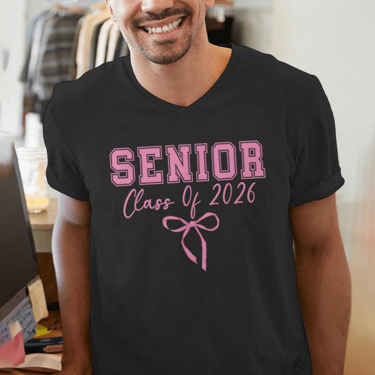 Coquette Senior 2026 Class Of 2026 Pink Bow Graduation 2026 Men's V-Neck T-Shirt