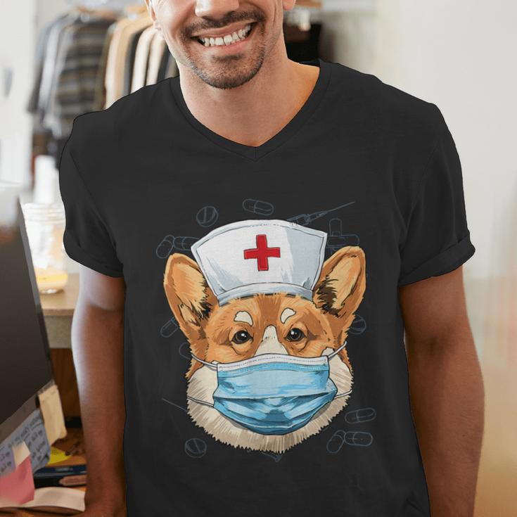 Corgi Dog Nurse RN Nursing School Graduation Men's V-Neck T-Shirt