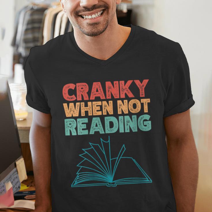 Cranky When Not Reading Retro Vintage Book Lover Men's V-Neck T-Shirt Cranky When Not Reading Retro Vintage Book Lover Men's V-Neck T-Shirt