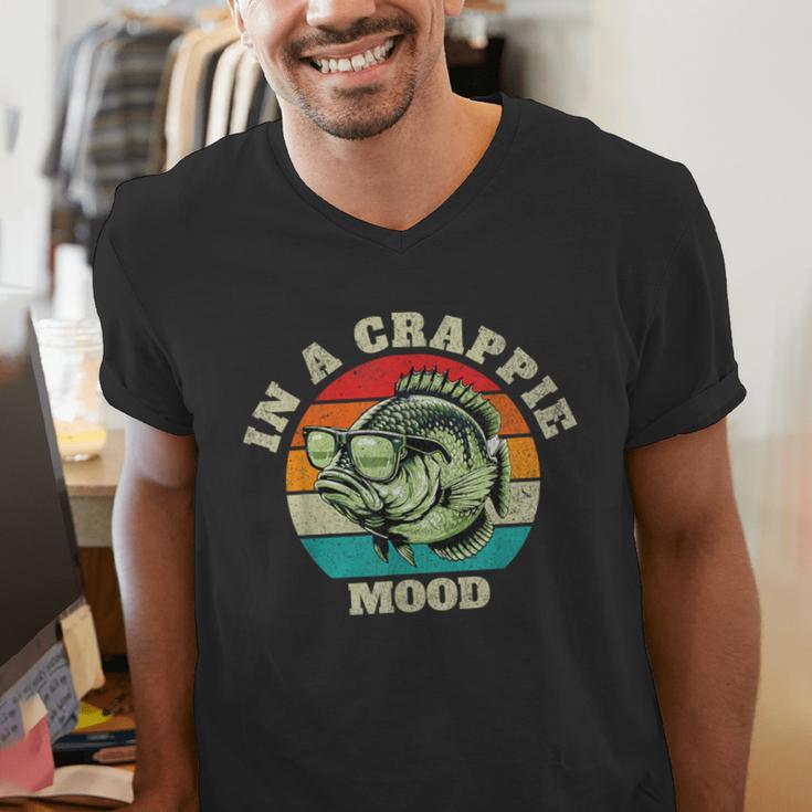 In A Crappie Mood Retro Fishing Sarcastic Dad Men's V-Neck T-Shirt