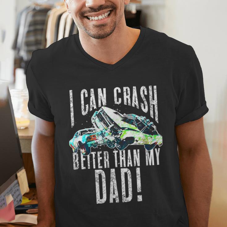 I Can Crash Better Than My Dad Graphic Demo Derby Shirt Men's V-Neck T-Shirt