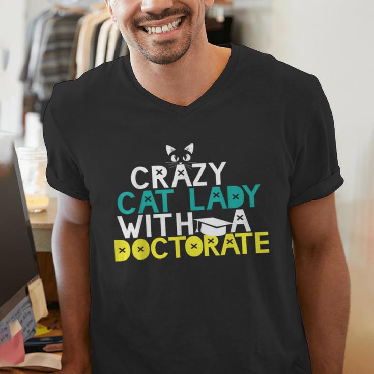 Crazy Cat Lady Doctorate Graduation T-Shirt Phd EdD Men's V-Neck T-Shirt