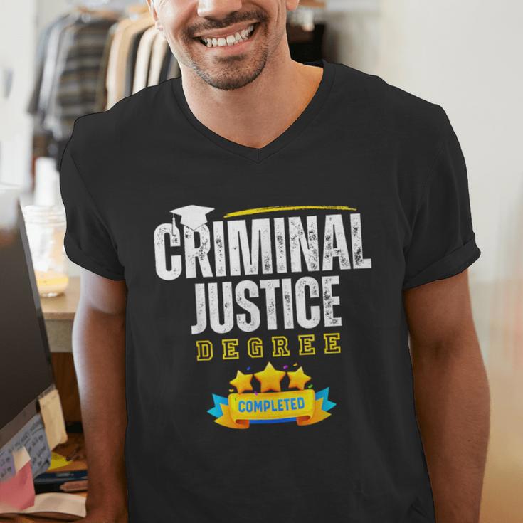 Criminal Justice Degree Graduation Senior Celebration Grad Men's V-Neck T-Shirt