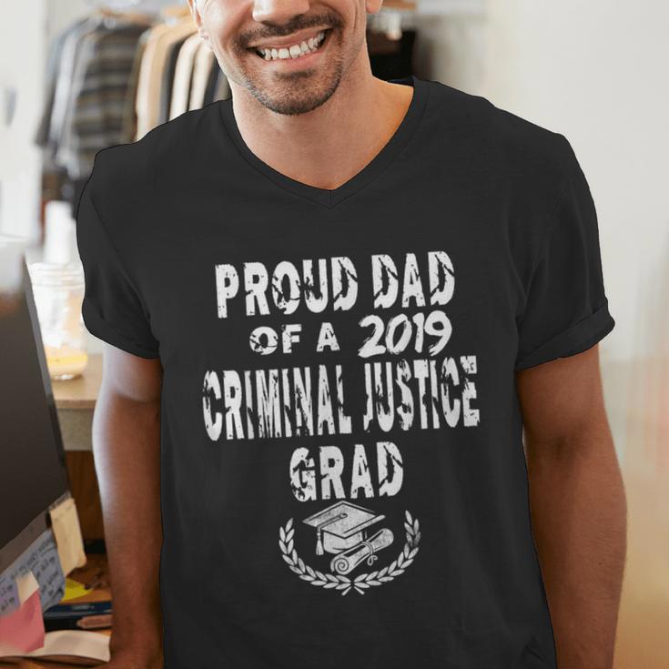 Criminal Justice Grad Proud Dad Vintage GraduationShirts Men's V-Neck T-Shirt