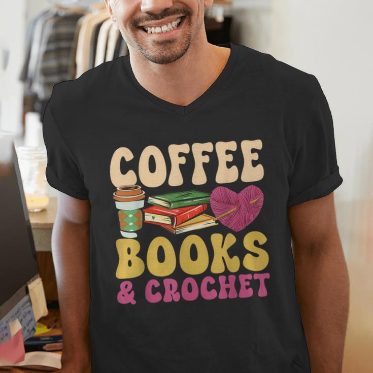 Crochet Coffee Reading Books Crocheter Crocheting Men's V-Neck T-Shirt Crochet Coffee Reading Books Crocheter Crocheting Men's V-Neck T-Shirt