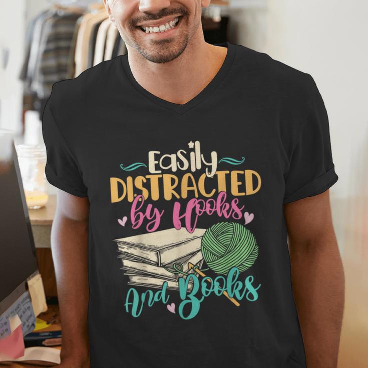 Crochet And Reading Crocheter Bookish Crocheting Book Lover Men's V-Neck T-Shirt