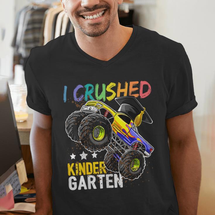 I Crushed Kindergarten Monster Truck Graduation Boys Small Men's V-Neck T-Shirt