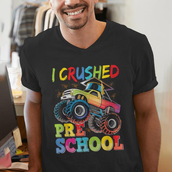 I Crushed Pre-K Monster Truck Graduation Preschool Grad 2025 Men's V-Neck T-Shirt