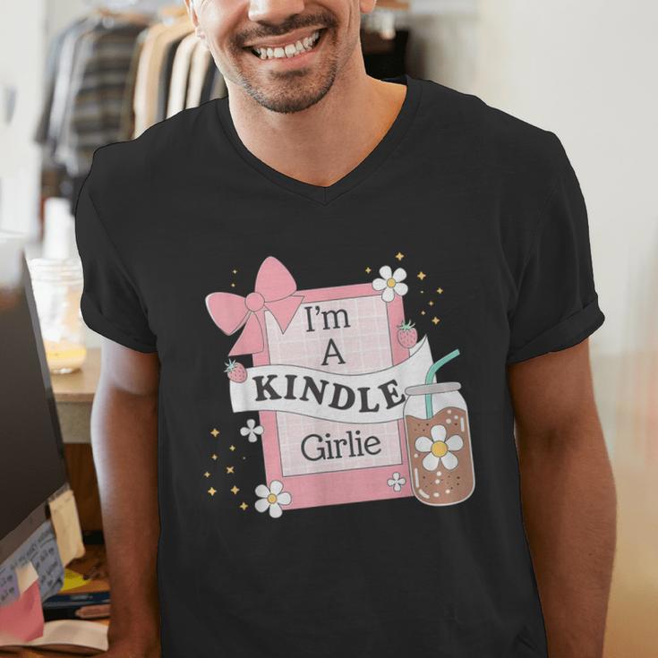Cute Bookish Kindle Girlie Nerdy Read Book Lover Girl Women Men's V-Neck T-Shirt