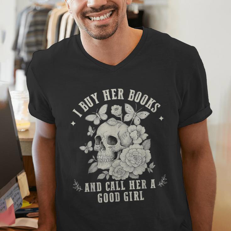 Cute I Buy Her Books And Call Her A Good Girl Book Lover Men's V-Neck T-Shirt Cute I Buy Her Books And Call Her A Good Girl Book Lover Men's V-Neck T-Shirt