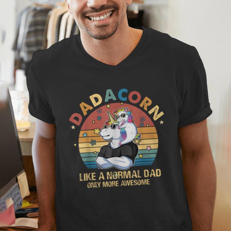 Cute Dadacorn Like A Normal Dad Only More Awesome Daddy Men's V-Neck T-Shirt
