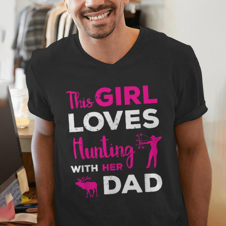 Cute Girls Hunting Dad Daughter Hunting Buddy Hunter Men's V-Neck T-Shirt Cute Girls Hunting Dad Daughter Hunting Buddy Hunter Men's V-Neck T-Shirt