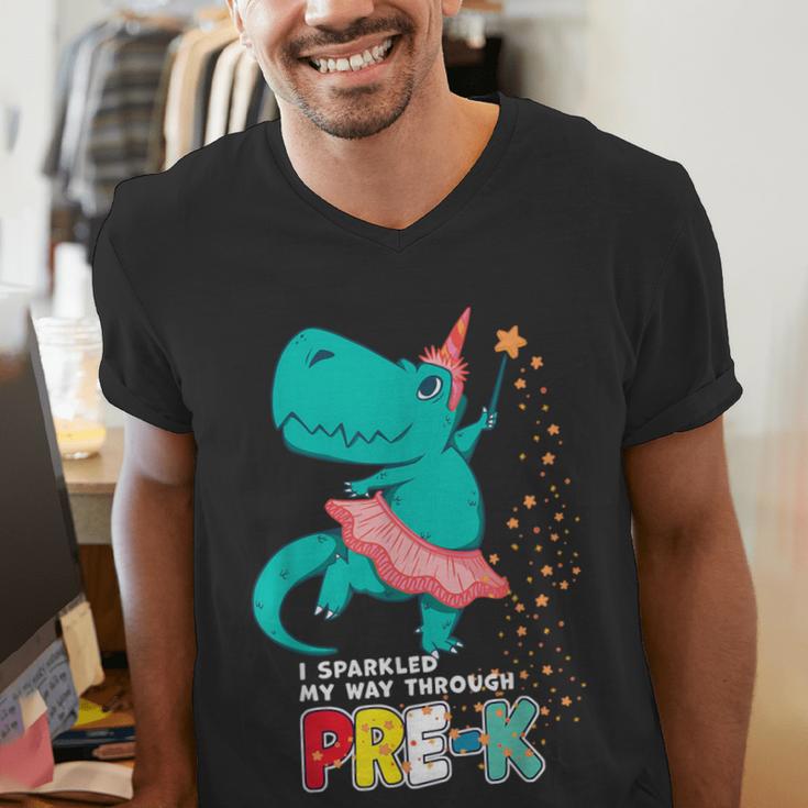 Cute Magical Ballerina Dino Unicorn Pre-K Graduation Men's V-Neck T-Shirt